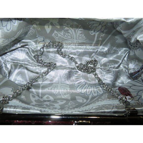 Brighton Limited Edition Red Python Embossed Leather heart kiss lock clutch - Picture 5 of 13